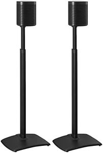 SANUS Adjustable Height Wireless Speaker Stands Designed for Sonos One, One SL, and Play:1 - Tool-Free Adjustment up to 16" and Built-in Cable Management (Black)