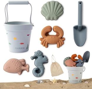 coolable Set de 6 Piezas de Juguetes de Playa para Niños, Set de Juguetes de Playa de Silicona, Incluye Cubo, Pala y 4 Moldes de Arena para Niños y Niñas (Criaturas Marinas)