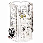 ROWNYEON Jewellery Stand 360 Rotating Display Stand Earring Storage Organiser Earring Holder,4 Tiers Necklace Rack 176 Holes and 136 Grooves 4 Holders For Hair Ties,Bangles,Bracelet,Rings,Watch