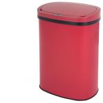 13 Gallon Sensor Garbage Can Stainless Steel Kitchen Garbage Can with Lid Antomatic Garbage can for Kitchen Office Bedroom Bathroom Living Room,Red