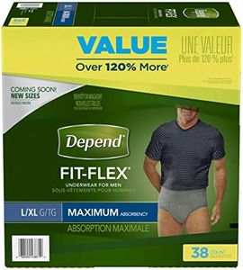 Depend FIT-FLEX Incontinence Underwear for Men, Maximum Absorbency, L/XL, Gray (Packaging may vary)