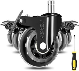 AGPTEK Office Chair Casters with Brake Heavy Duty 2.5" Compatible with IKEA Chairs ONLY with Screwdriver, Office Chair Wheels 3/8" /10mm for Hardwood Floors Mat Carpet Tile (5 PCS)
