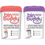 Bin Buddy Fresh Pink Grapefruit & Spring Blossom 450g, Pack of 2 - Bin Freshener Deodoriser Powder, Leaves Your Bin Smelling Great - Suitable for Indoor and Outdoor Bins