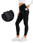 CRZ YOGA Women's Fleece Lined Leggings High Waist Thermal Yoga Pants Winter Warm Workout Tights with Pockets - 25 Inches Black 6