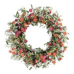 CC Christmas Decor 30" Green and Red Puleo International Artificial Daisy Floral Spring Wreath