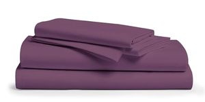 Mayfair Linen 100% Egyptian Cotton Sheets, Plum California King Sheets Set, 600 Thread Count Long Staple Cotton, Sateen Weave for Soft and Silky Feel, Fits Mattress Upto 18'' DEEP Pocket