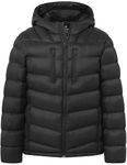 Wantdo Men's Warm Hooded Winter Coat Thick Waterproof Puffer Jacket (Black Medium)