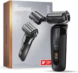 MANSCAPED® The Chairman™ PRO Men’s Foil Shaver - Two Interchangeable Blade Heads, SkinSafe® Four-Blade Foil & Stubble Trimmer, Face Shaver, USB-C & Wireless Compatible Charging, Gentle on Neck Area