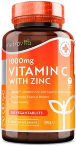 Vitamine C 1000 mg et Zinc 15 mg - 210 comprimés Végan - Zinc Albion® pour une meilleure absorption - Supplément entièrement Végan de Vitamine C et de Zinc de haute résistance – Nutravita