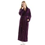 Dressing Gown Women Full Length Robe Plus Size Fleece Winter Warm Bathrobe, UK14-20(label XL), Purple