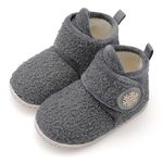 JIASUQI Baby Boys Girls Booties Soft Baby Winter Slippers Infant First Walkers Shoes Warm Socks Anti Skid Newborn Crib Shoes(12 Months-18 Months,DGrey)