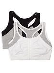 Fruit of the Loom Women's Front Close Racerback, White Grey/Black Grey, 40(Pack of 2)