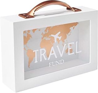 Shadow Money Box for Saving Travel Fund - Coin Bank for Adults - Vacation Fund Jar - White Saving Box for Coins with Handle - Honeymoon Fund Box - Travel Fund Bank for Adults - Adventure Fund