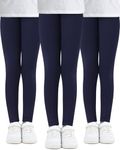 Adorel Girls Leggings Cotton Long Pants Full Length Plain Pack of 3 Navy Blue 8-9 Years (Manufacturer Size: 140)