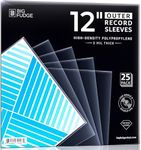 BIG FUDGE 25 Pack Vinyl Record Outer Sleeves 12" LP | Durable & Wrinkle-Free | Crystal Clear & Made from High-Density Polypropylene | 3 mm Thick, 12.75” x 12.75” | Fits Most Gatefolds and Double LPs