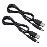 Onite 2 Pack of USB to DC 5.5x2.1mm Barrel Jack Center PIN Positive Power Cable Charger Cord for LED Strip, Monitor, Camera, Router, Electronic Toys Organorgan (3.3ft/1m)