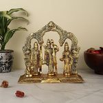 PURESTORY Lord Ram Darbar with Sita Laxman and Hanuman Ji Metal Statues,Lord Ram Sita Figurine,Lord Ram Sita Laxman Idol Statue for Home Temple,Office,Gifts.Lord Ram Idol for Home Decor - Gold