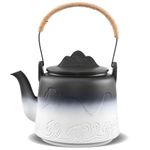 ZENS Vintage Japanese Teapot, 1000 ml Embossed Japanese Tea Pot with Built-in Infuser for Loose Leaf Tea Strainers, Chinese Ceramic Infuser Teapot with Hemp Rope Handle for Tea Lovers Gifts,