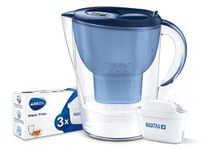 Combo pack of BRITA Marella XL Water Filter Jug 3.5L Blue & 3pc + 1pc free MAXTRA+Refill Cartridge|Powerful Filtration with MicroFlow Technology | Activated Micro Carbon Pearls for Fresh & Tasty Water