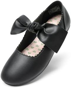 DREAM PAIRS Girls Mary Jane Dress Shoes Front Bow Ballerina Flats for Wedding, Party, Christmas,Size 3 Little Kid,Black,Angie-5