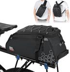 KEMIMOTO Bike Rear Rack Bag 11L Water-Resistant 3-in-1 Bicycle Trunk Bags, Multipocket Bike Storage Backpack for Ebikes and Cycling with Adjustable Shoulder Straps and Reflective Graphics, Black