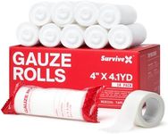 SurviveX Premium Gauze Rolls - Stretch Rolled Gauze - Gauze Wrap Roll for Wounds - Conforming Gauze Bandages - 4 inch x 4.1 yds - FSA HSA Approved - 10 Pack