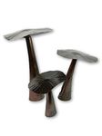 Thai Gifts Metal Mushroom Garden Ornament - Set of 3 Flat Mushrooms 20/30/40cm - Bronze