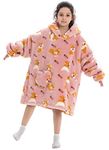 Ruiuzioong Kids Oversized Blanket Hoodie,Hooded Sweatshirt,Super Soft Warm Comfortable Blanket Hoodiee (corgi, 7-13 Y)