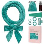 ZILAMPU Heatless Curling Rod Headband, Hair Curlers No Heat Overnight Curls Headband, 70" Velvet Heatless Curls Hair Rollers Wrap Set for Women Girls Long Hair, Hair Curler to Sleep In -Blue-green