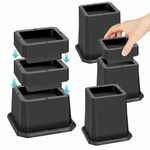 MixDora Bed Risers 2, 3 or 4 Inch Stackable Furniture Risers Adjustable Anti-Slip Chair Raisers for Sofas Couches Table Set of 4 Pack Black