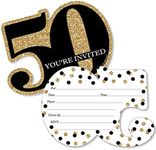 Adult 50th Birthday - Gold - Shaped Fill-in Invitations - Birthday Party Invitation Cards with Envelopes - Set of 12