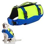 Eyein Dog Life Jackets, Puppy Dog Swim Safety Vest with One Piece Belly Support Superior Buoyancy for Small Dog, Lightweight Aid Life Jacket with Reflective Rescue Handle for Swimming Boating(B&Y, M)