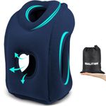 Maliton Inflatable Travel Pillow for Airplane Comfortable Sleeping to Relieve Neck and Shoulder Pain, Support Head Inflatable Pillow for Long Flights, Used for Airplanes, Cars, Trains, Office(Blue)