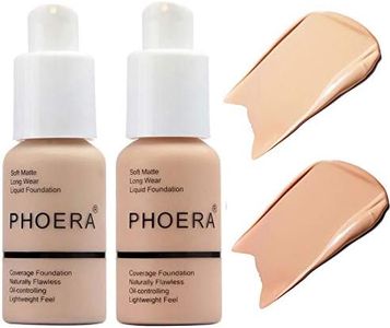 2 Pcs PHOERA Soft Matte Full Coverage Liquid Foundation Brighten Highlighting Matte Oil Control Concealer Facial Blemish Concealer Color Changing Foundation for Women Girls