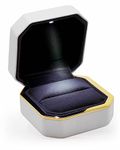 ANDARA Leather Luxury Ring Box with LED Light & Velvet Interior - Jewellery Ring Box for Gift, Proposal, Engagement, Wedding & Anniversary (White)