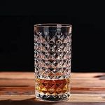 SYANKA Italian Premium Juice Glasses Set of 12, Transparent, 300ml, Diamond Design Highball Glasses for Drinking Juice, Water, and Cocktails