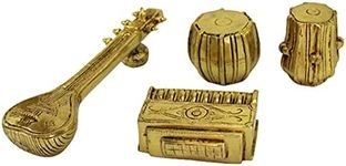 eSplanade Brass Miniature Musical Set - Veena Sitar Tabla and Harmonium Set | Home Decor Showpiece | Home Decor