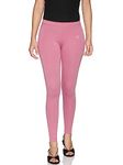 TWIN BIRDS Tailored Cut & Classic Fit Super Stretchable Pink Punch Coloured Cotton Elasthane Fabric Ankle Length Leggings for Women - (L)