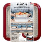 Fancy Panz FP88002C11 Red Protector and Portable Casserole Carrier, 100% Made in USA, BPA Free, Fits 8 x 8 Inch Steam, 8 x 8 Foil Pan Includ, Plastic