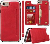 FROLAN for iPhone 6 / 6s Wallet Case, 4.7 Inch, with Credit Card Holder Slot Premium PU Leather Slim Fit Drop Protection Shockproof Cover (Red)