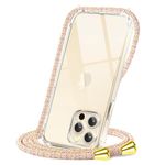 CAROKI Crossbody Case for iPhone 14 Pro Max,Necklace Mobile Phone Cover with Cord Strap Clear Transparent TPU Soft iPhone 14 Pro Max Cover Holder with Neck Cord Lanyard Strap-Rainbow