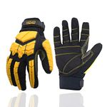 HANDLANDY Anti Vibration Work Gloves, SBR Fingers & Palm Padded Work Gloves, Men Safety Impact Reducing Gloves (Medium)