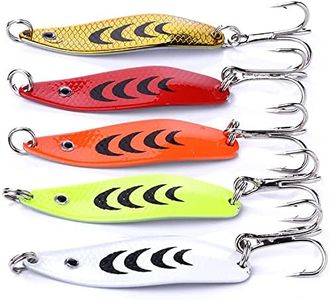 LUCKYMEOW Fishing Spoons Lures for Bass Trout Pike Walleye,Hard Metal Spoons Lures Kit for Freshwater Saltwater,Casting Fishing Lures Blade Baits,Fishing Spoons Blade Swimbait 1.97in/0.23oz 5pcs/Box