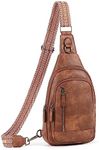 CLUCI Sling Bag for Women, Cross Body Bag for Women, Sling Bag, Crossbody Bag for Women, Large Leather Sling Backpack Casual Daypack Hiking Cycling Brown