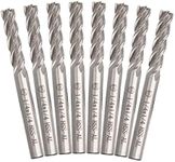 AConet 8 Pcs Square End Mill Bits, 4 Flute Straight Milling Cutter 1/4" Carbide CNC Square Nose End Mill Bits Straight Shank Drill Bits for Wood, Steel, Aluminum, Titanium, CNC Aluminum (1/4"4T)