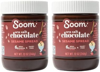 Soom Foods Dark Chocolate Sea Salt Tahini Spread 12oz (Pack of 2) | Silky Smooth Texture for Baking, Desserts, Hummus | Vegan, Nut-Free, Gluten-Free