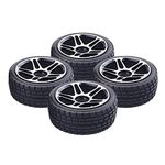 KEEDA 65mm Tires and Metal Wheels Rims for 1/10 RC On Road Drift Touring Car Traxxas HSP HPI Tamiya Parts (Black)
