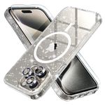 Choiche Magnetic Case for iPhone 15 Pro Max Case, Women Clear Glitter Bling Sparkly Case, [3xDiamond Camera Lens Protectors] [2xTempered Glass Screen Protectors] [Compatible MagSafe] (Glitter Clear)