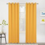 MYSKY HOME Yellow Blackout Curtains for Living Room 80 Inch Long Thermal Insulated Room Darkening Curtain Panel for Bedroom Modern Decor Privacy Protect, 2 Panels, 52W x 80L, Yellow