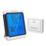 ThermoPro TP65B Digital Hygrometer Indoor Outdoor Thermometer Wireless Temperature and Humidity Monitor with Jumbo Touchscreen and Backlight Humidity Gauge, 500ft/150m Range